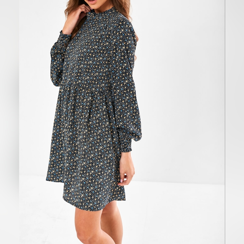 ONLY Jacqueline de Yong Piper Ditsy print floral smock dress long sleeve sz. 8 - Picture 12 of 12